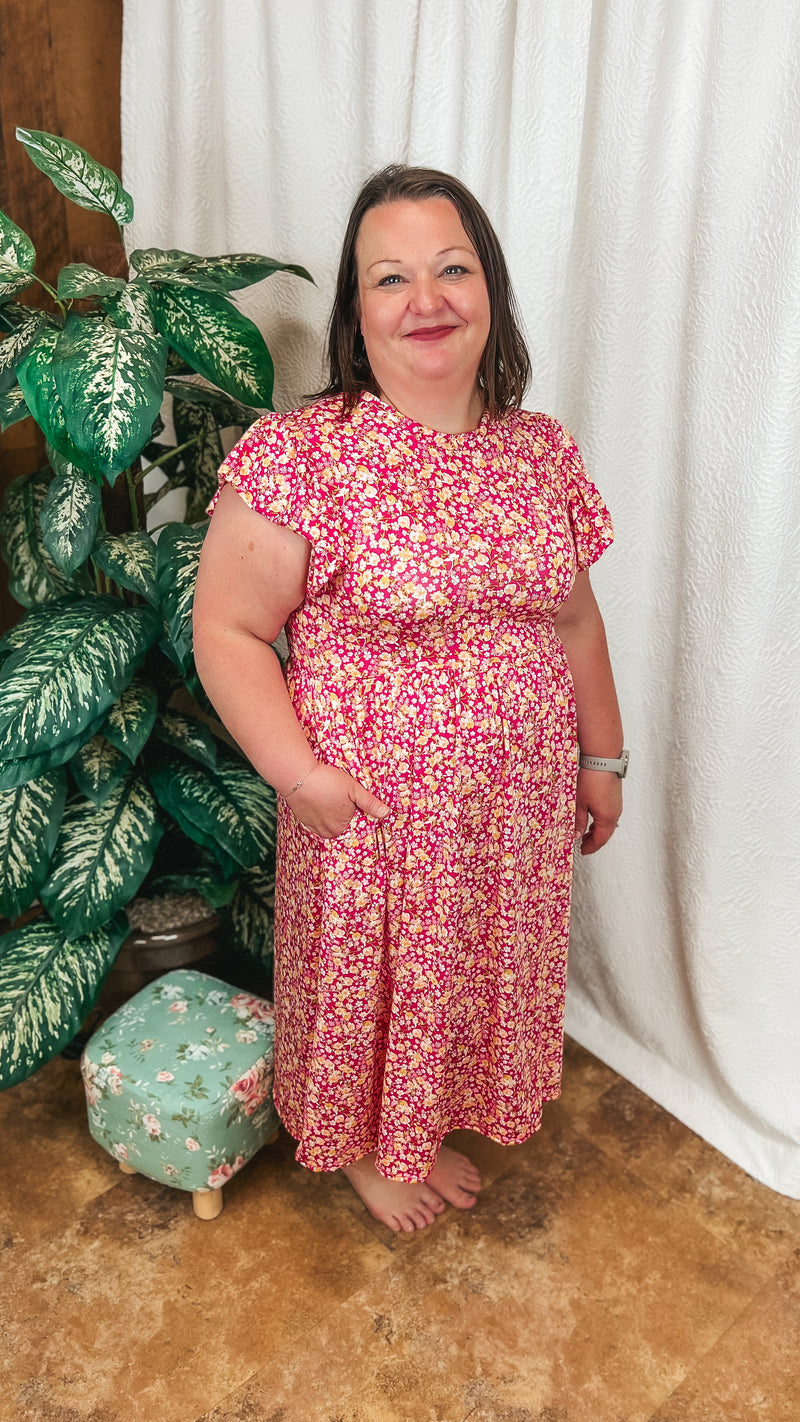 Victoria Floral Sundress: Fuchsia