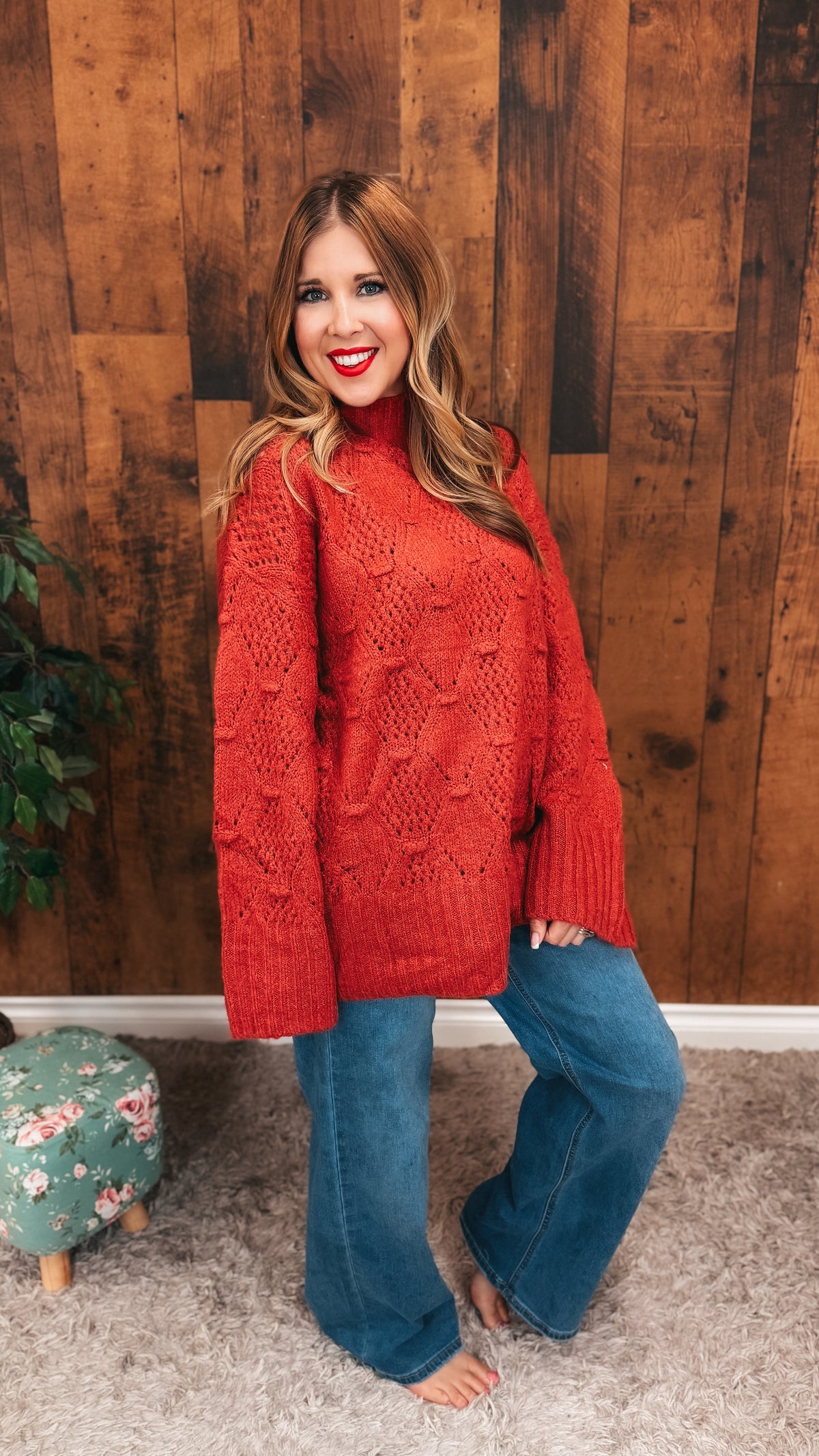 Mae Knit Sweater| Washed Red
