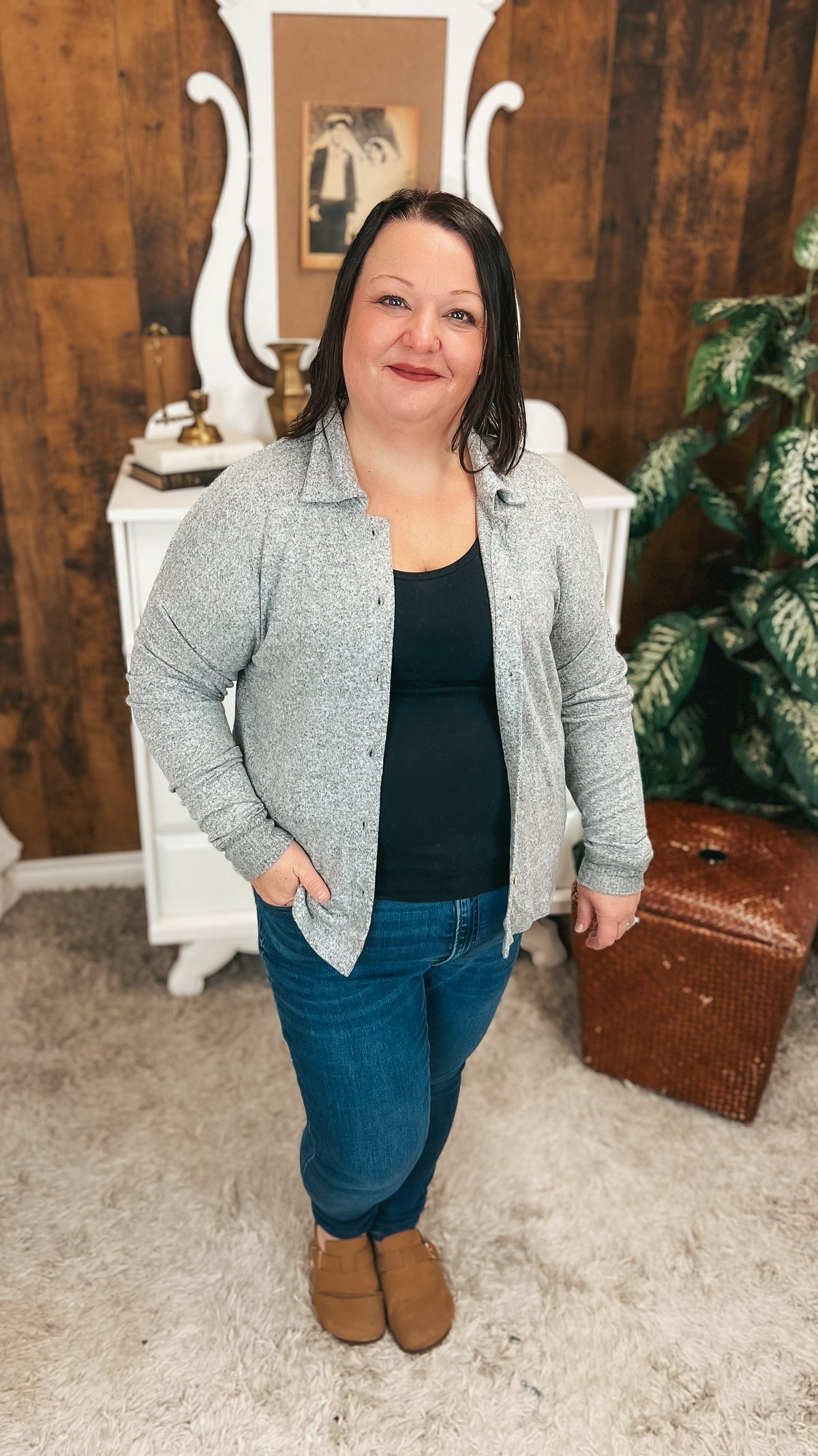 Loriann Button Shirt | Heather Grey