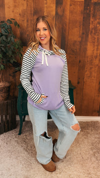 Janie Stripe Hoodie | Lavender