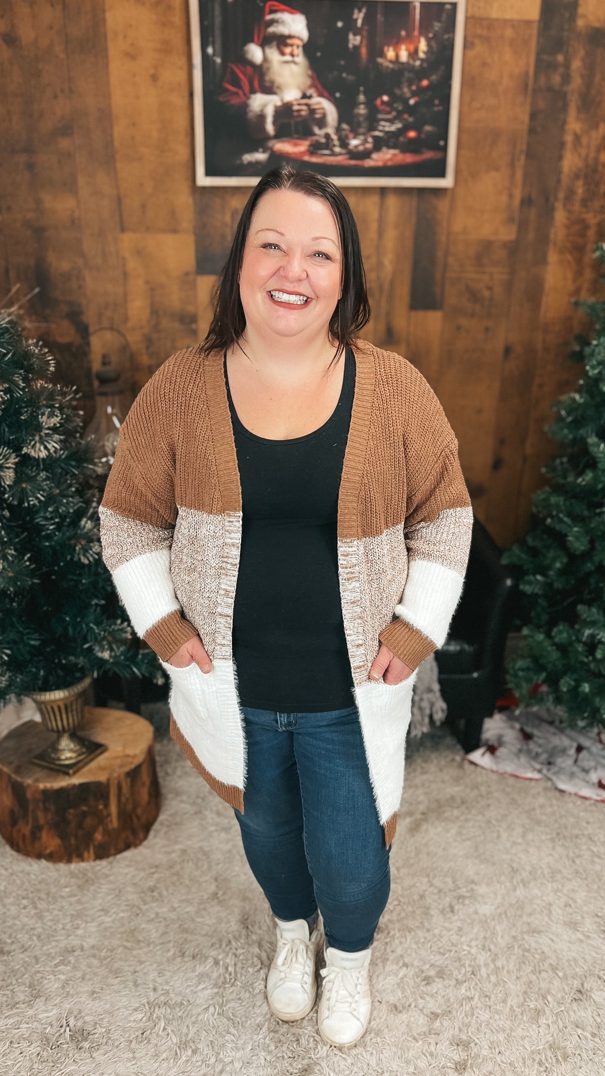 Helen Knit Cardigan | Brown & Ivory