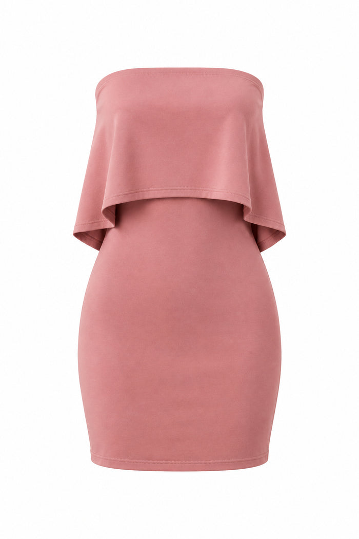 Mauve bodycon, strapless dress