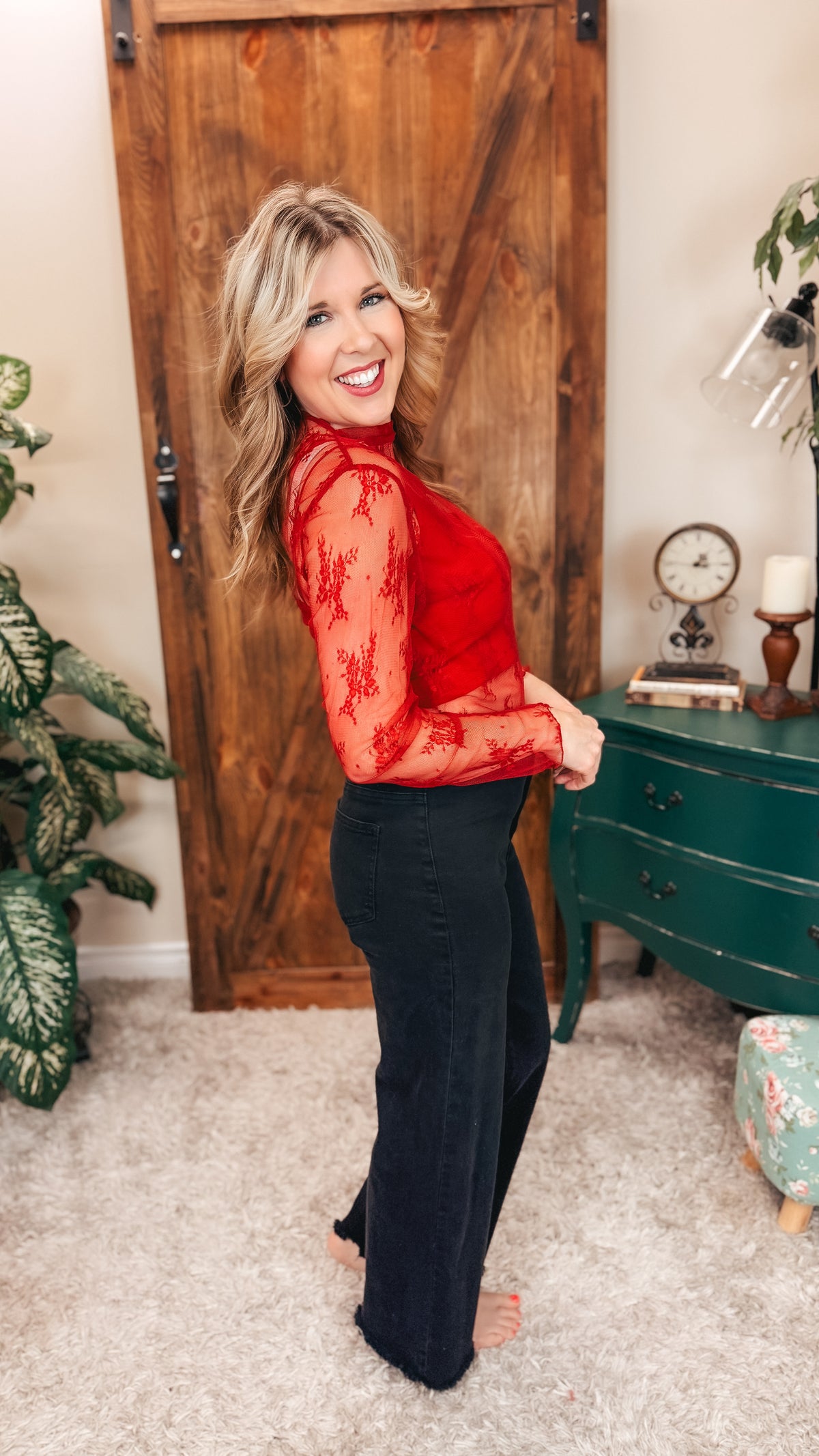 Rosalind Lace Top | Red