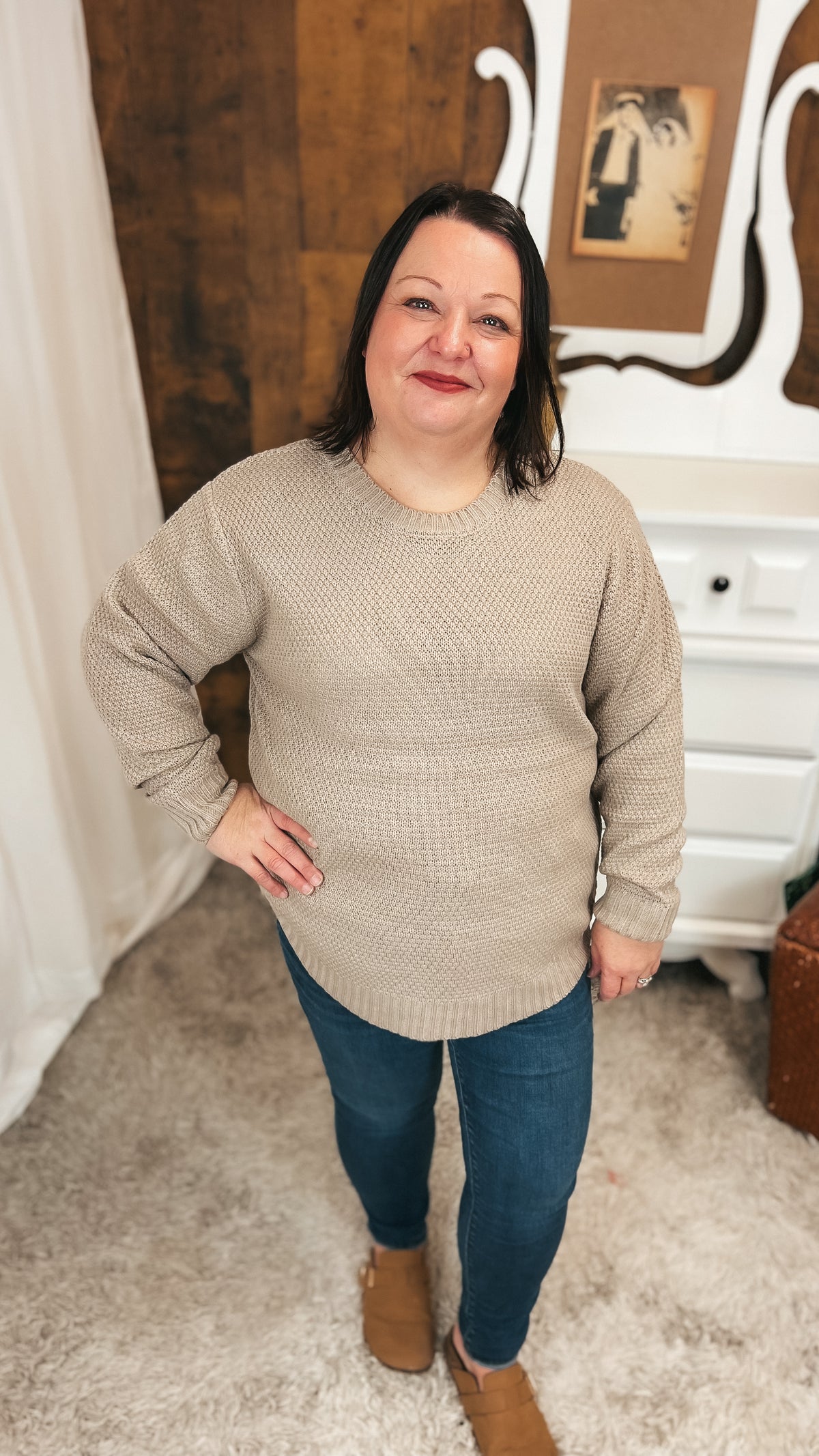 Scarlett Knit Sweater: Light Mocha