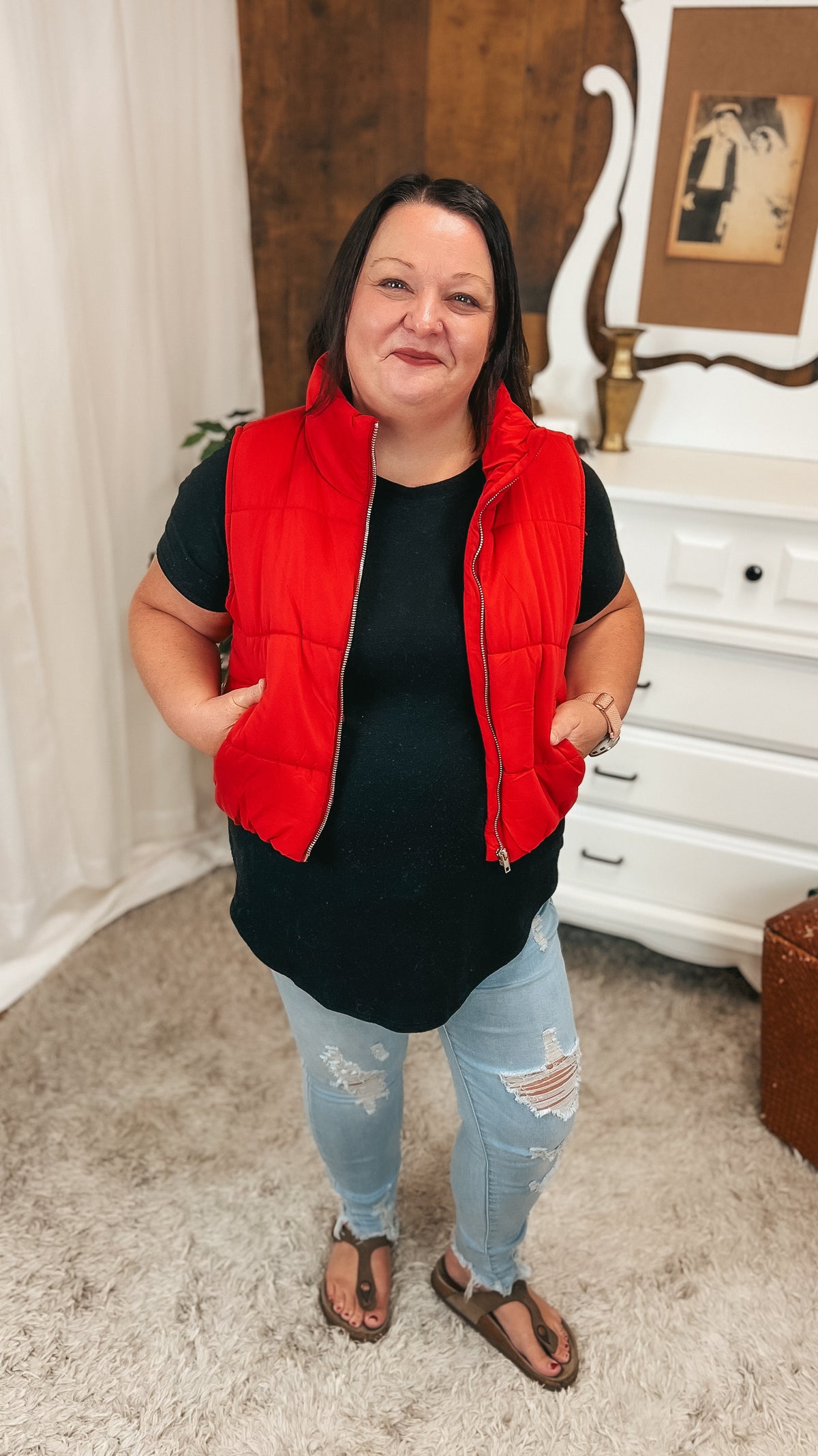 Courtney Puffer Vest: Red