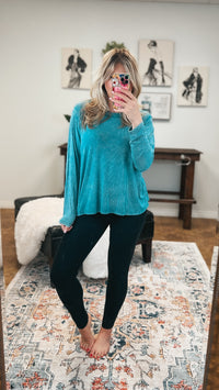 Melanie Ribbed Long Sleeve: Light Teal *SALE*