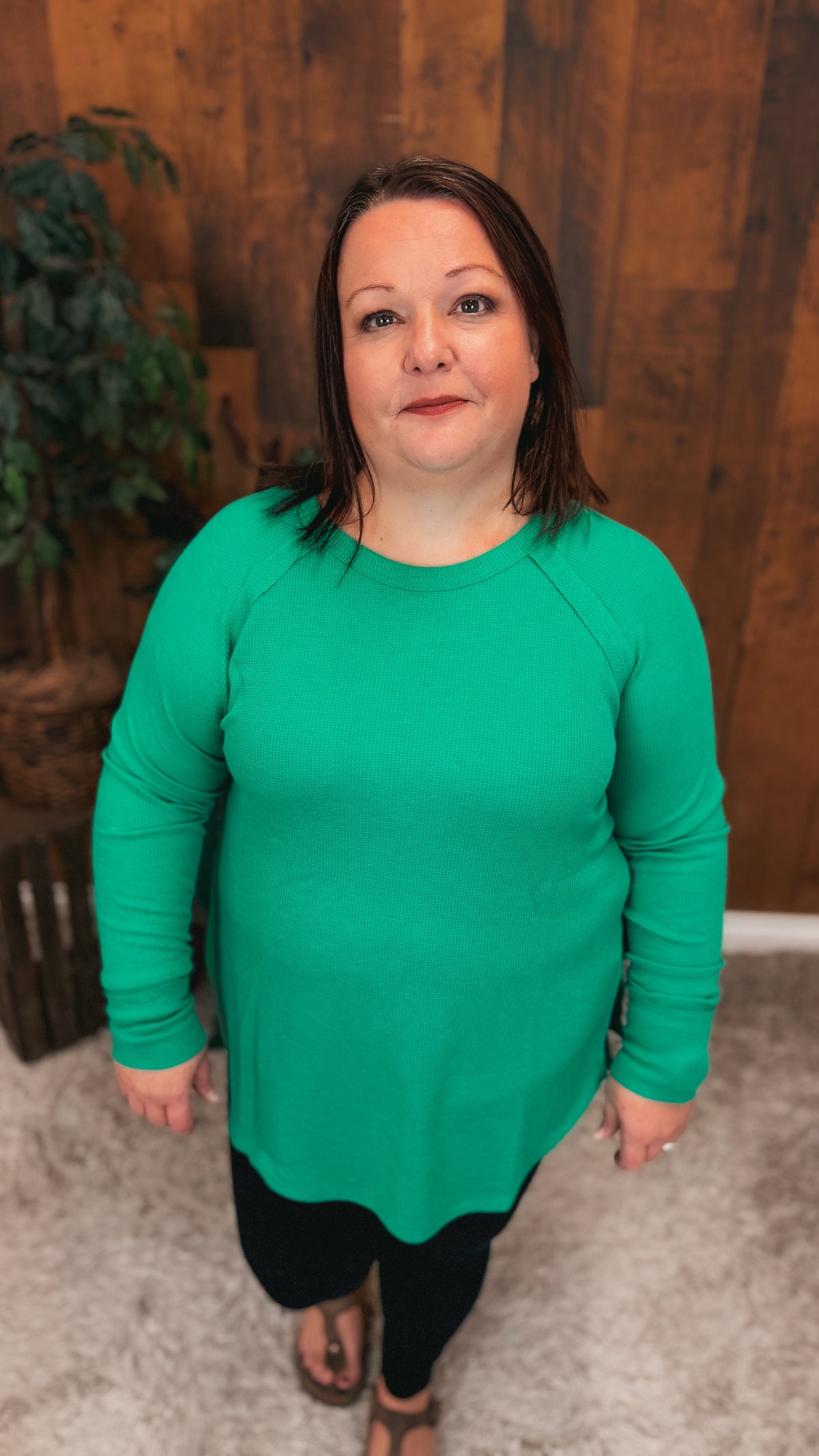 Leslie Waffle Long Sleeve | Kelly Green