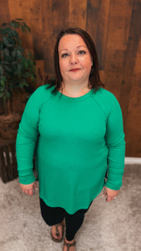 Leslie Waffle Long Sleeve | Kelly Green