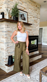 Shandra Linen Pants: Olive