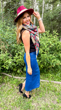 Emery Denim Maxi Skirt | Diamond Button