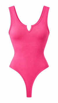 Mylie V-Neck Bodysuit | Hot Pink *SALE*
