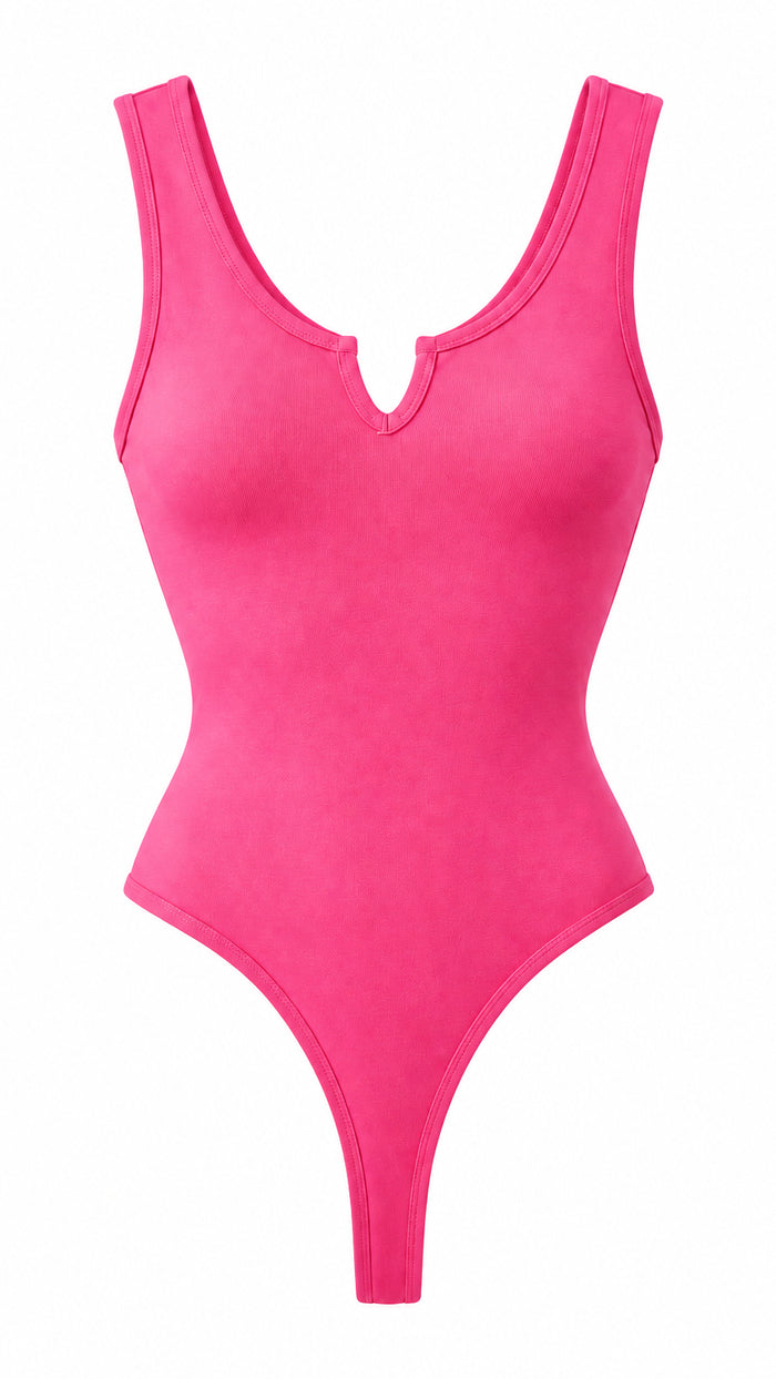 Mylie V-Neck Bodysuit | Hot Pink *SALE*