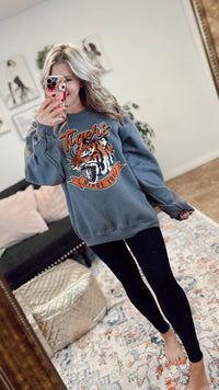 Orange Tigers | Graphic Sweatshirt | Grey