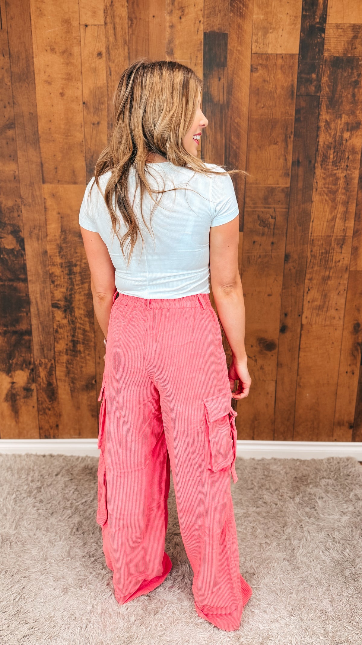Alicia Corduroy Cargo Pants | Pink