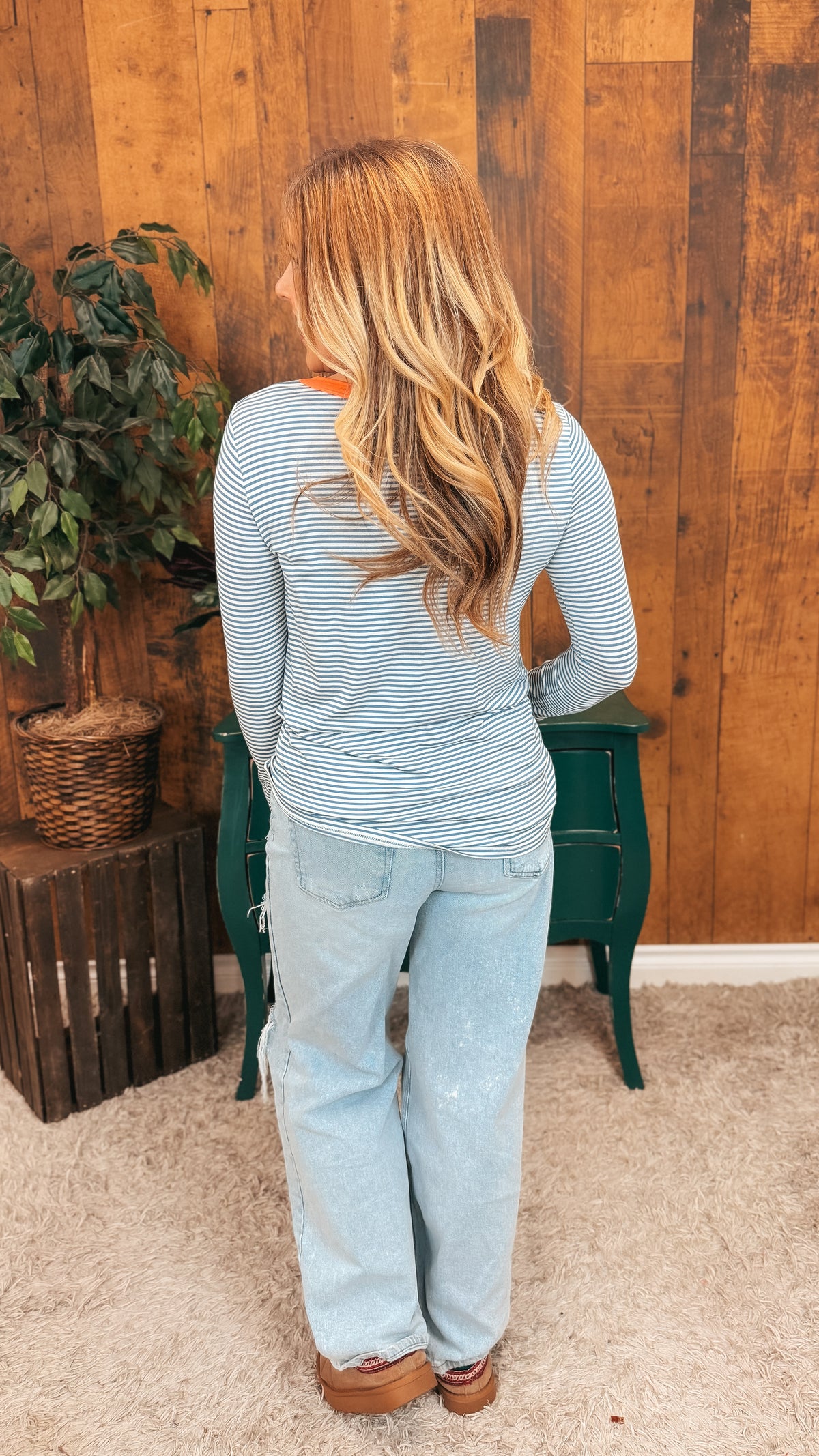 Valery Stripe Long Sleeve | Blue & Coral
