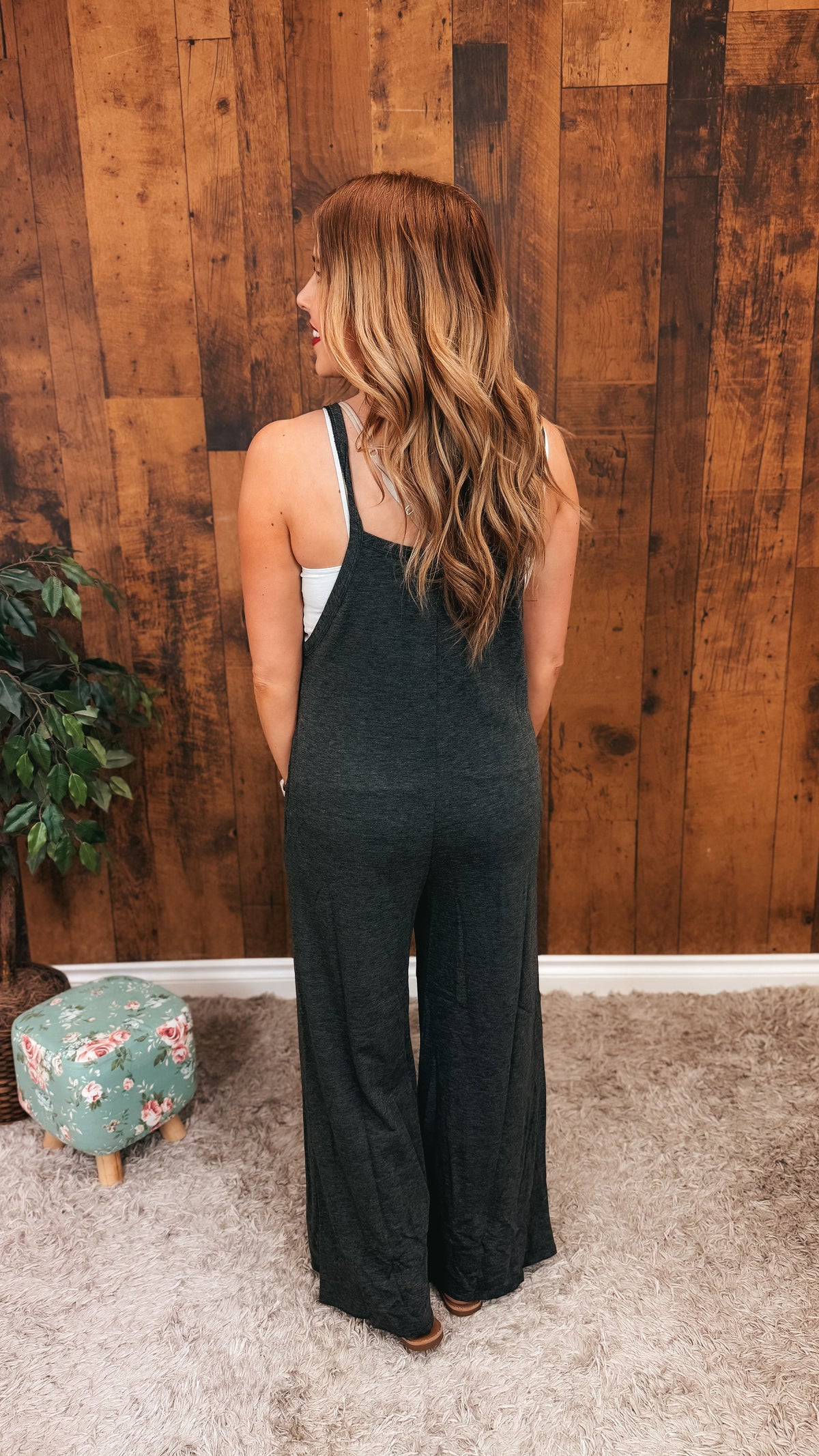 Rebecca Wide Leg Romper | Charcoal