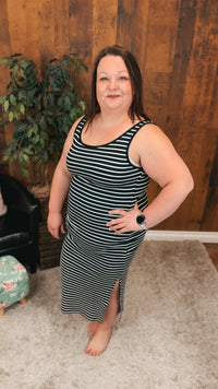 Claudia Stripe Sundress | Black