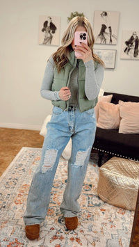 Courtney Puffer Vest: Olive