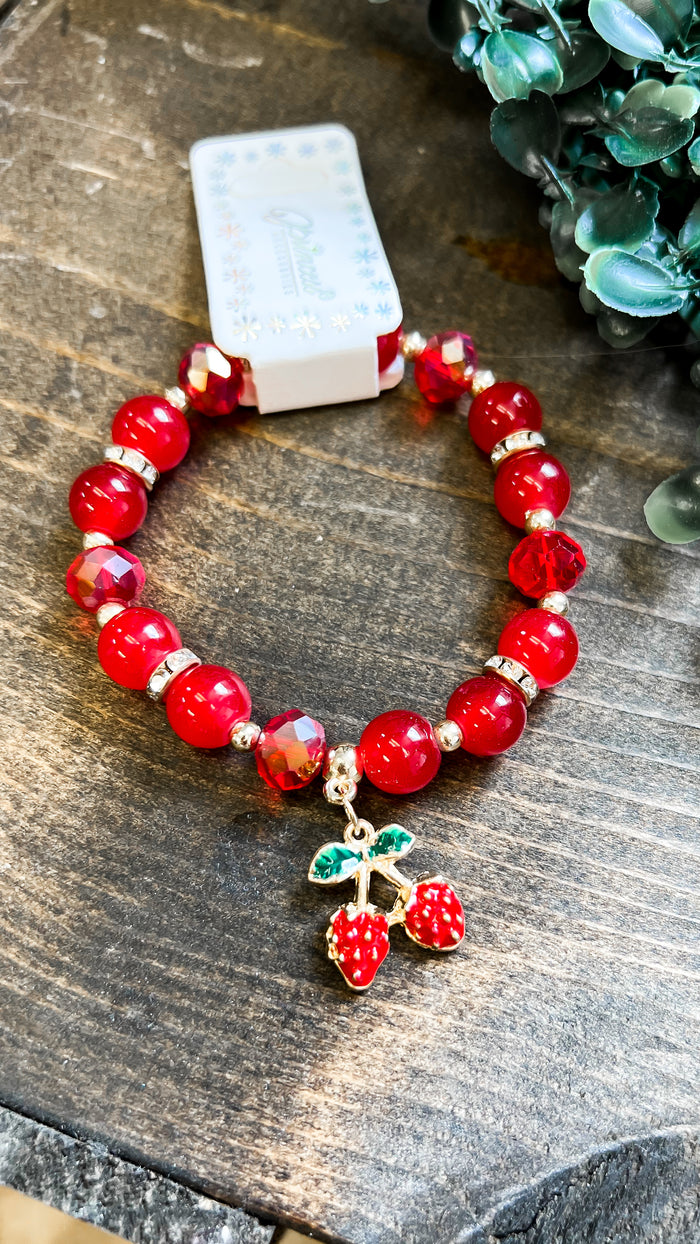 Strawberry Beaded Bracelet