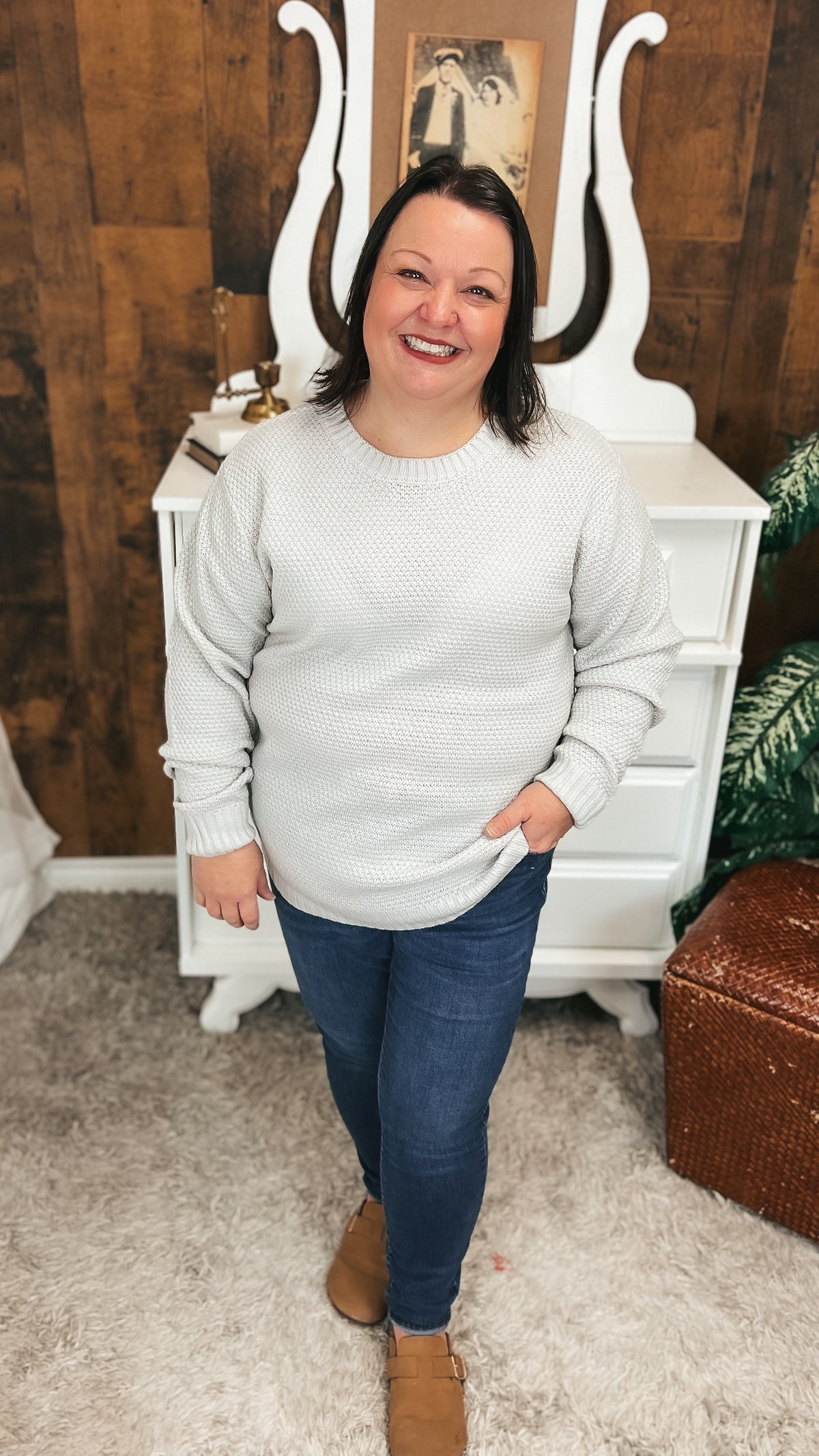 Scarlett Knit Sweater: Bone