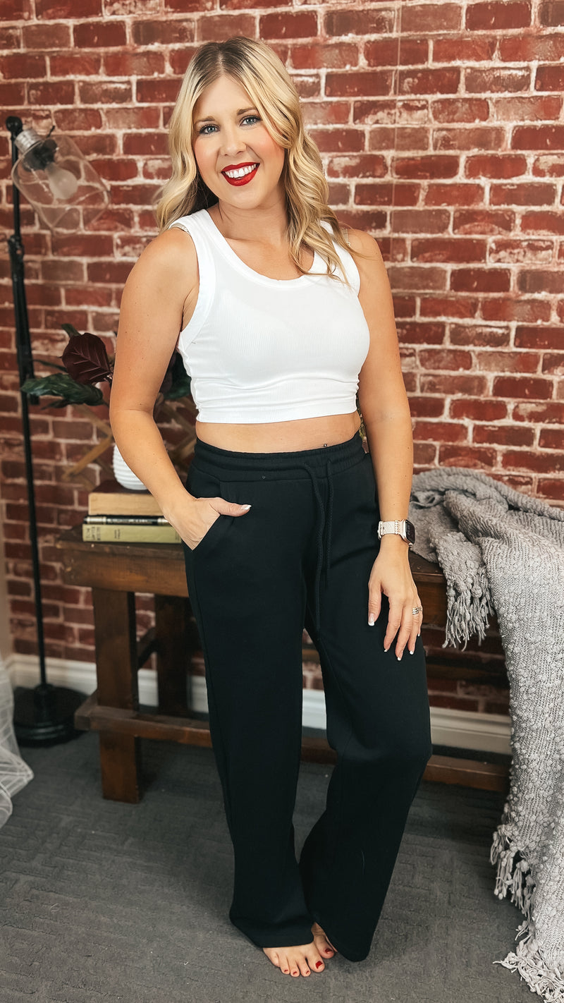 Jodie Wide Leg Jogging Pants | Black