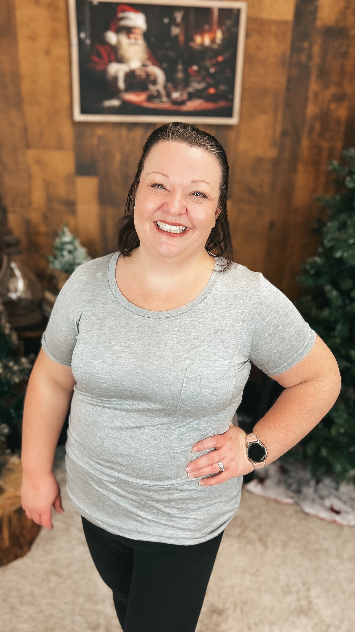 Laura Heathered Tee | Grey