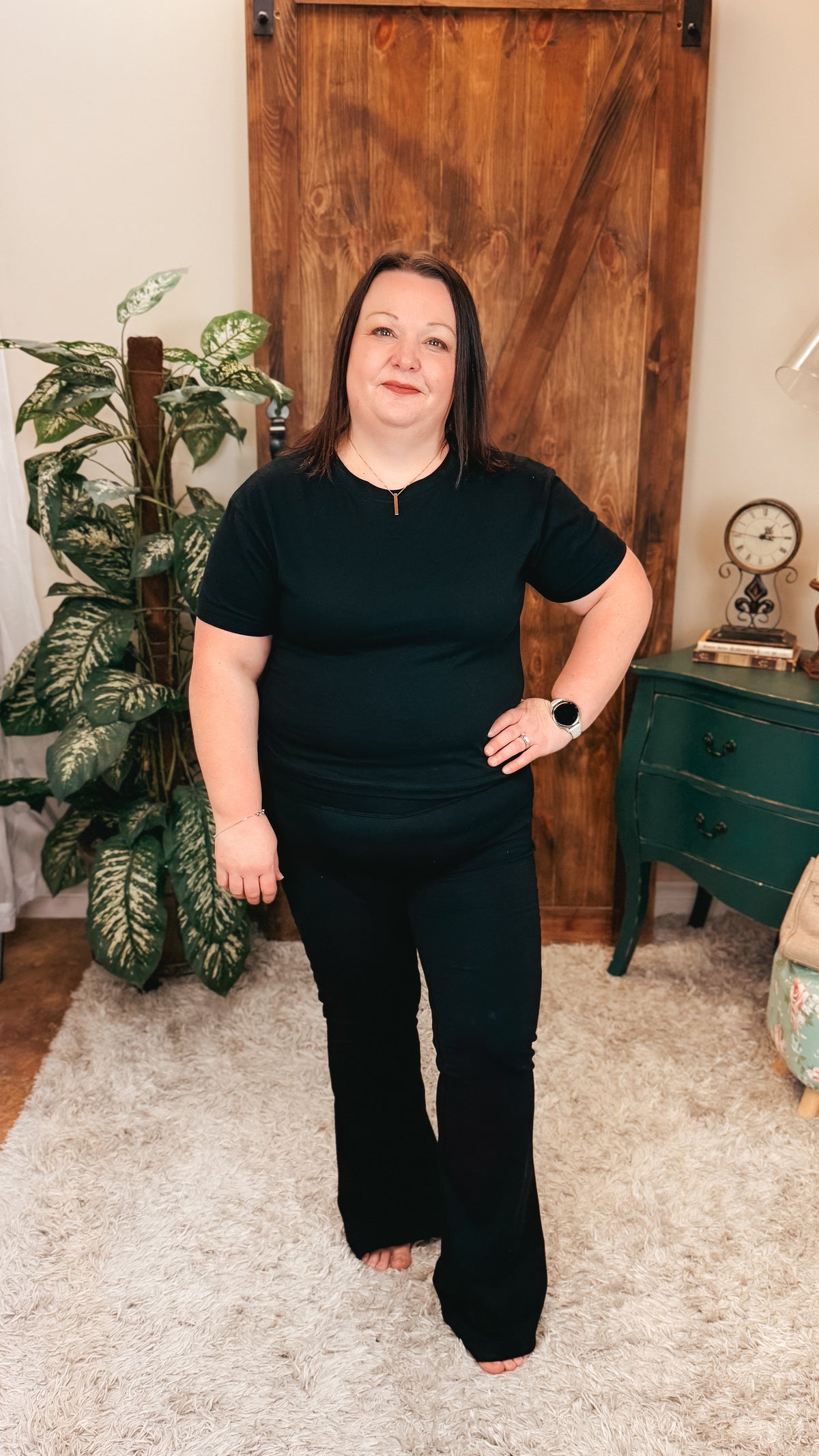 Lenny Flared Cotton Leggings| Black