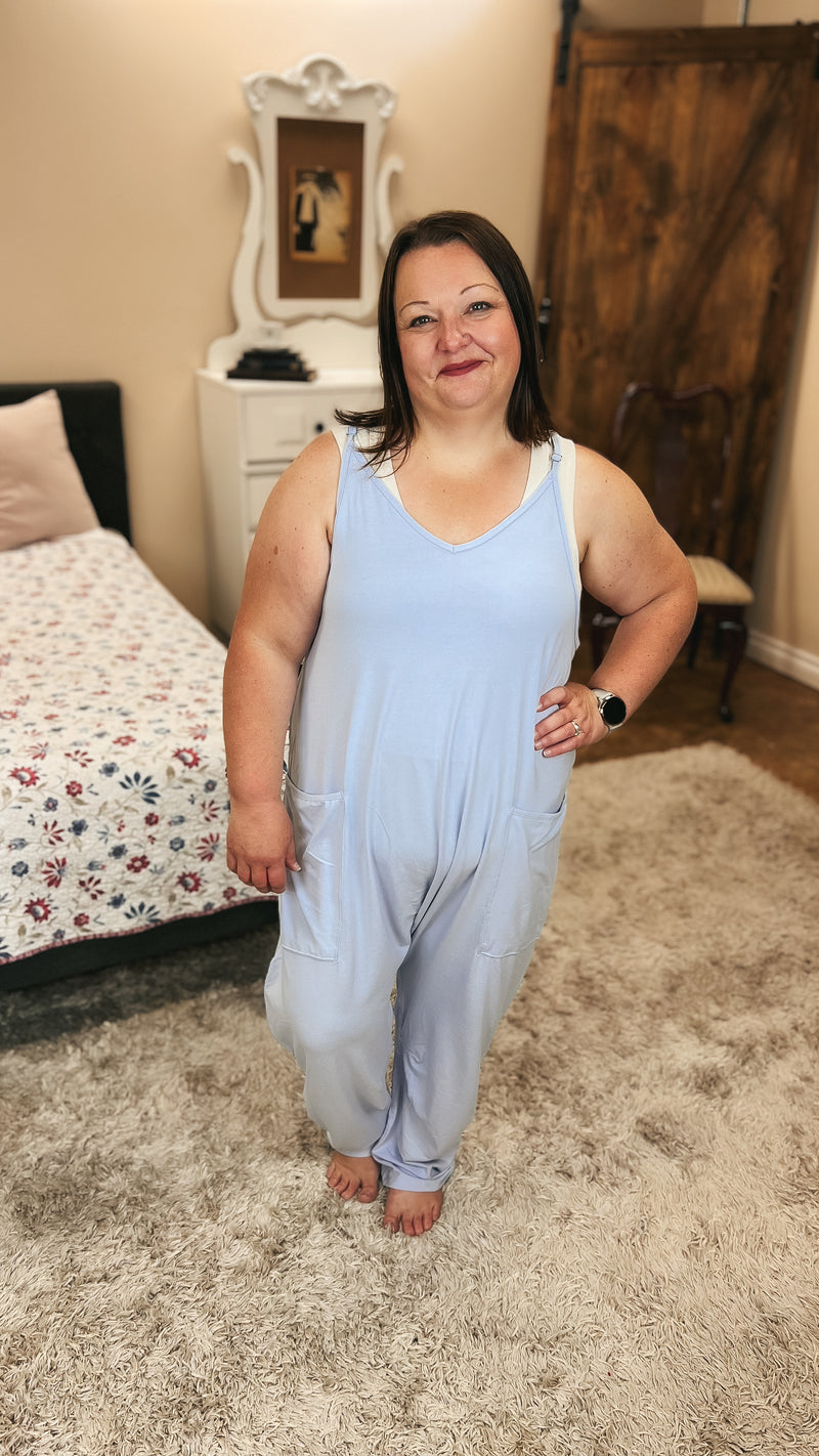 Jordyn Hotshot Romper: Periwinkle