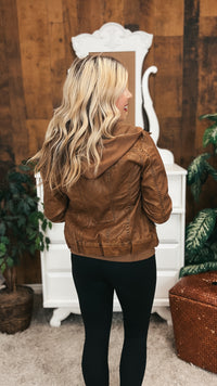 Joey Faux Leather Jacket | Camel