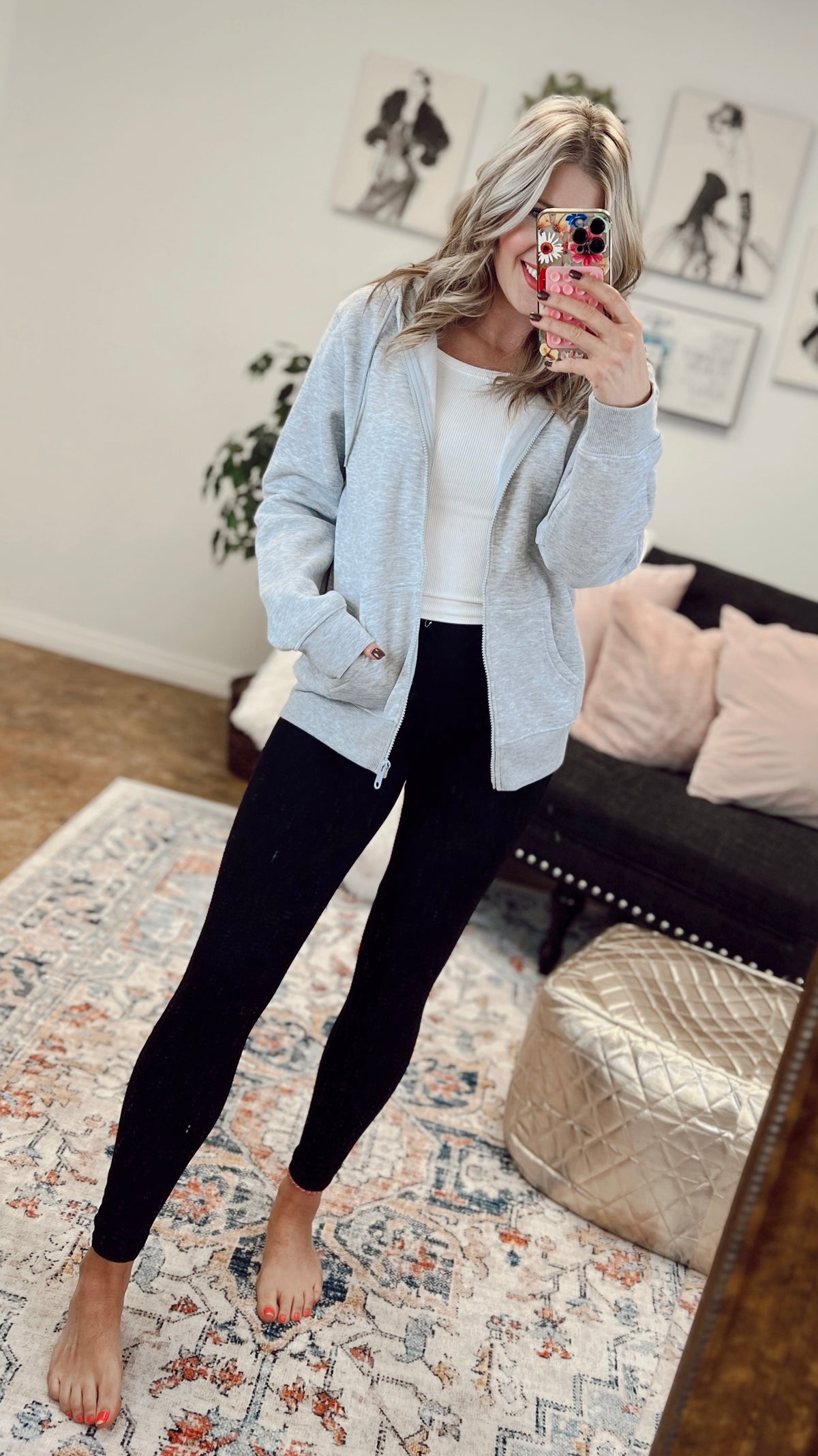 Layne Zip Hoodie: Grey