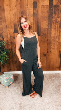 Rebecca Wide Leg Romper | Charcoal