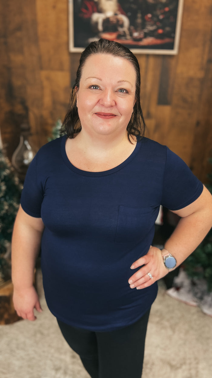 Laura Heathered Tee | Navy