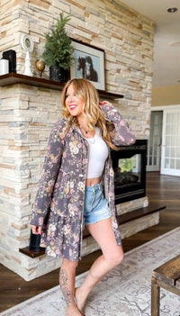 Paige Floral Zip Cardigan | Plum