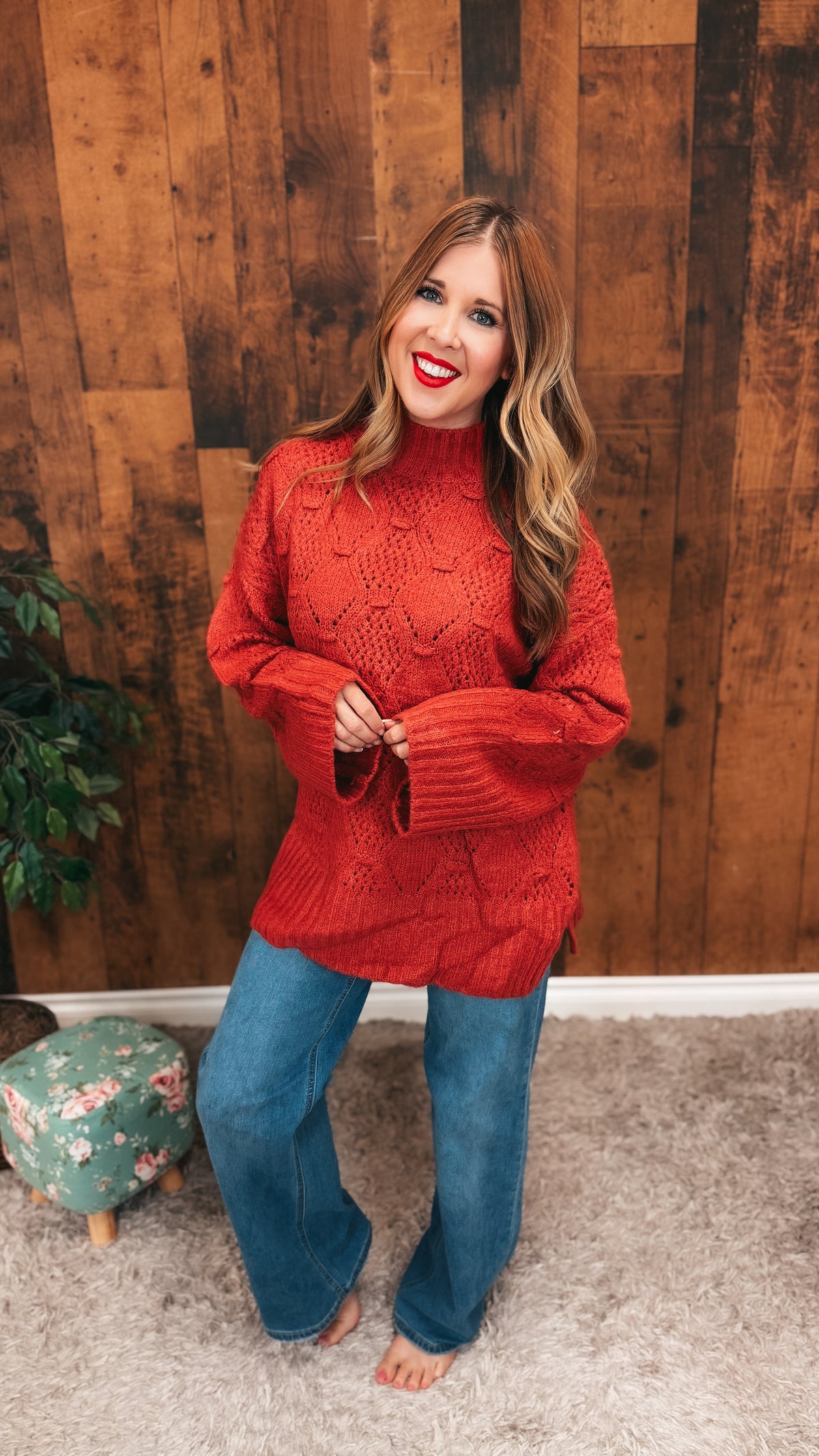 Mae Knit Sweater| Washed Red