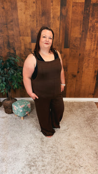 Rebecca Wide Leg Romper | Brown