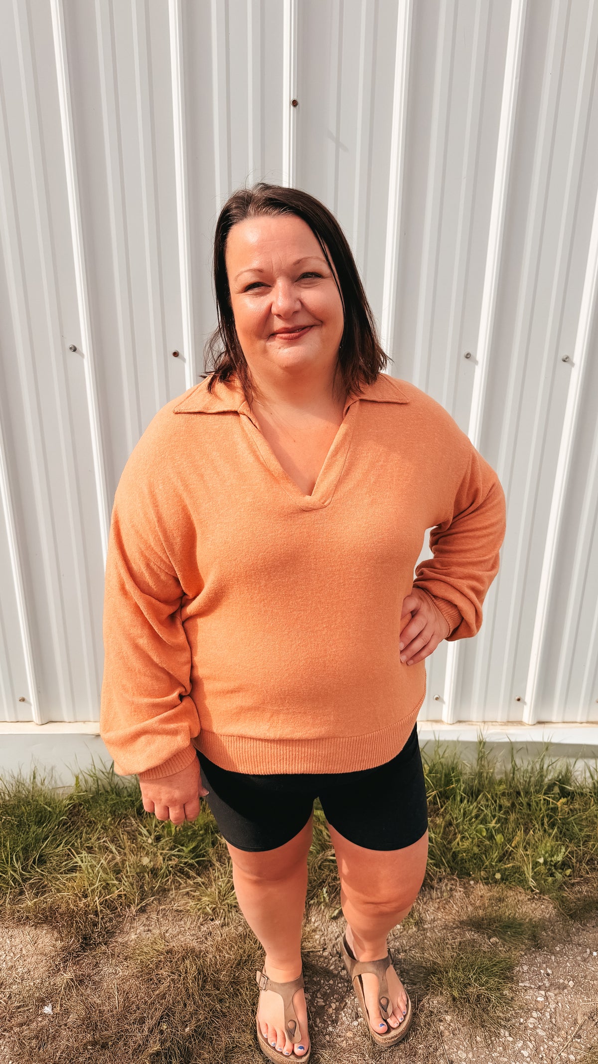 Tamara V-Neck Sweater | Rust