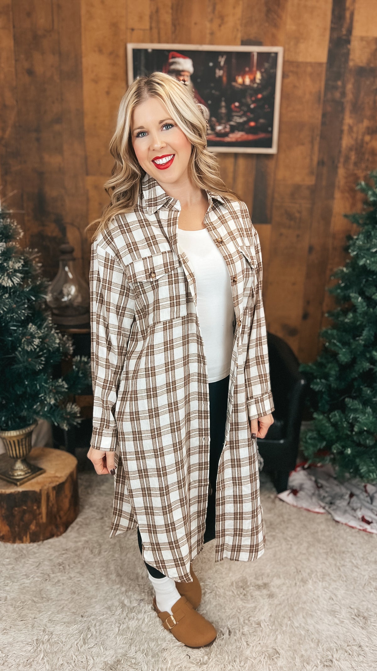 Mariska Plaid Button Down Cardigan | Brown