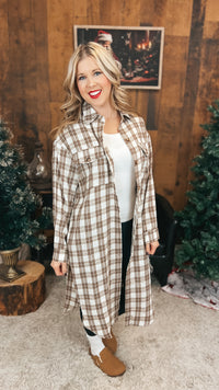 Mariska Plaid Button Down Cardigan | Brown