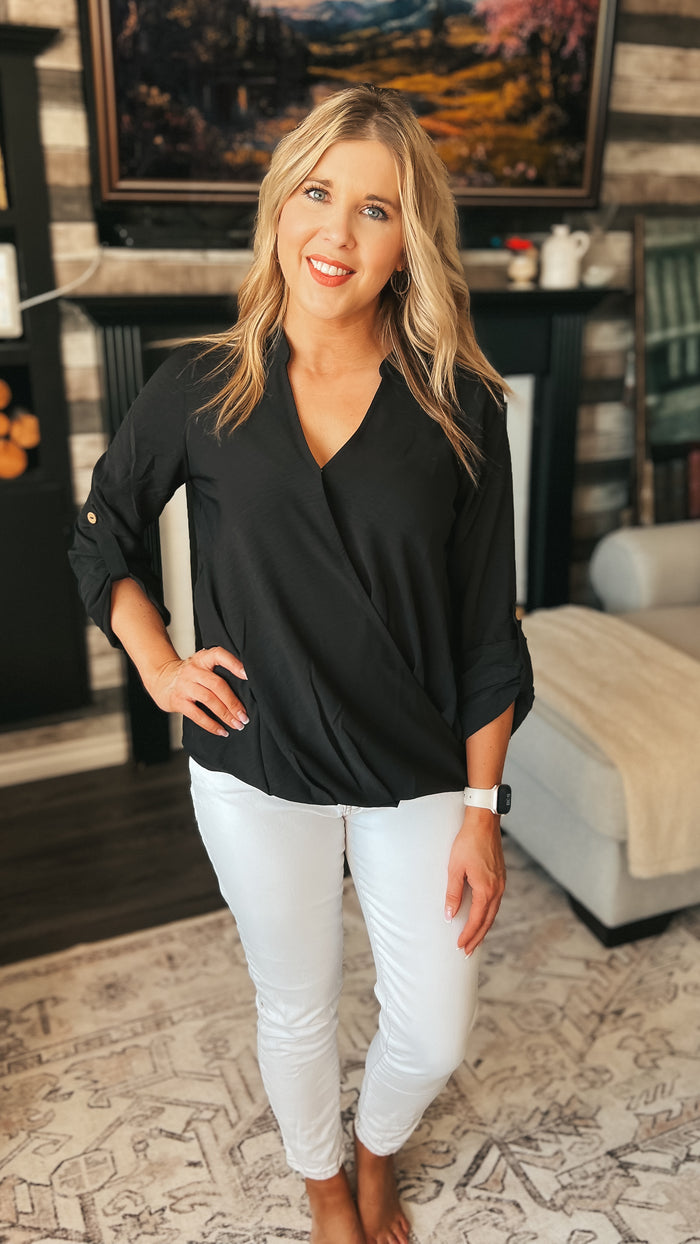 Aislynne Snap Blouse | Black