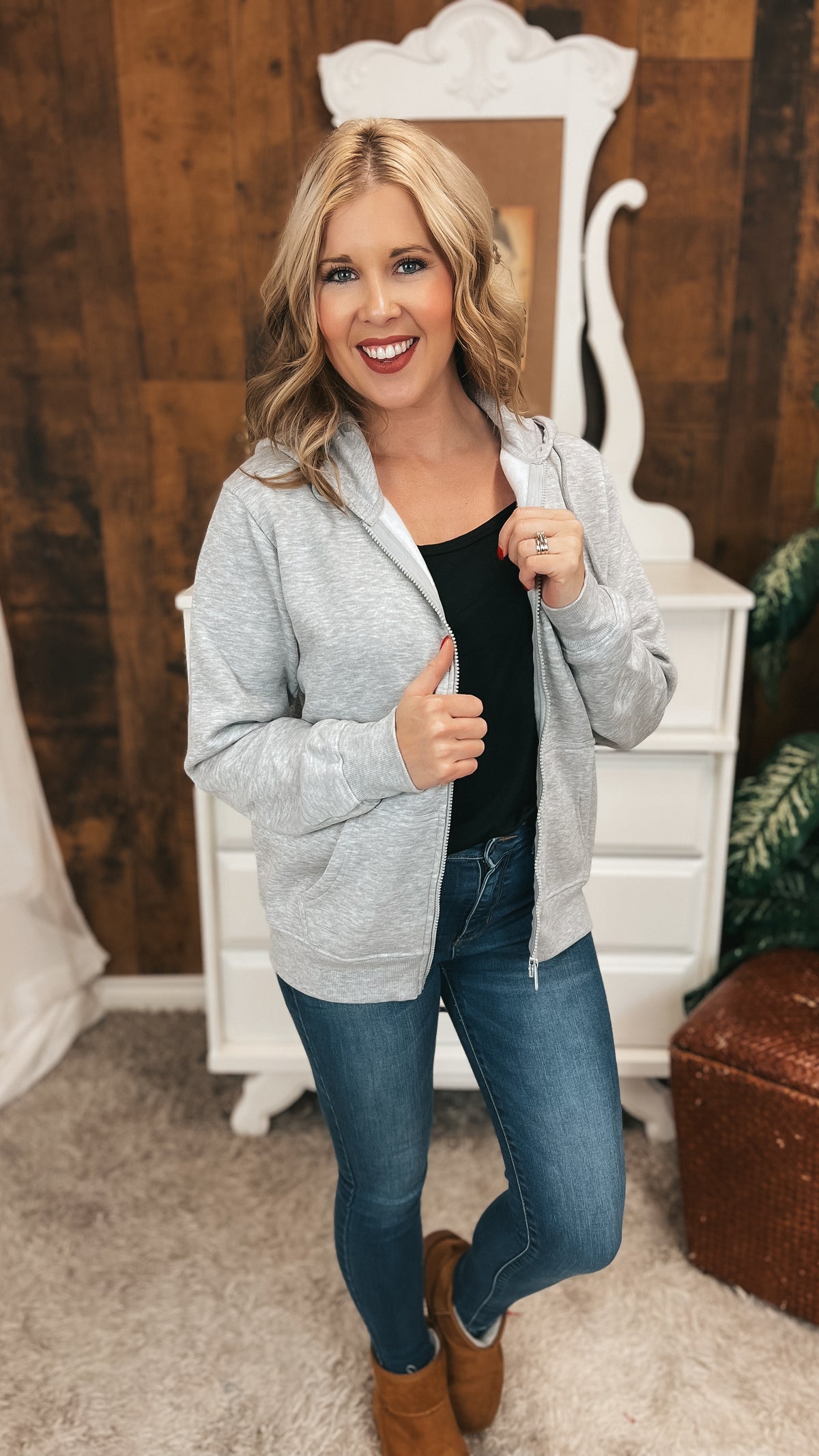 Layne Zip Hoodie: Grey