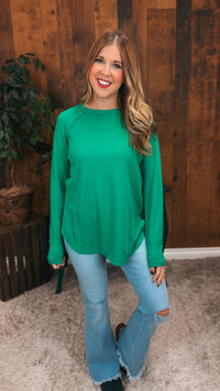 Leslie Waffle Long Sleeve | Kelly Green