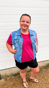 Roxy Denim Vest | Light Blue