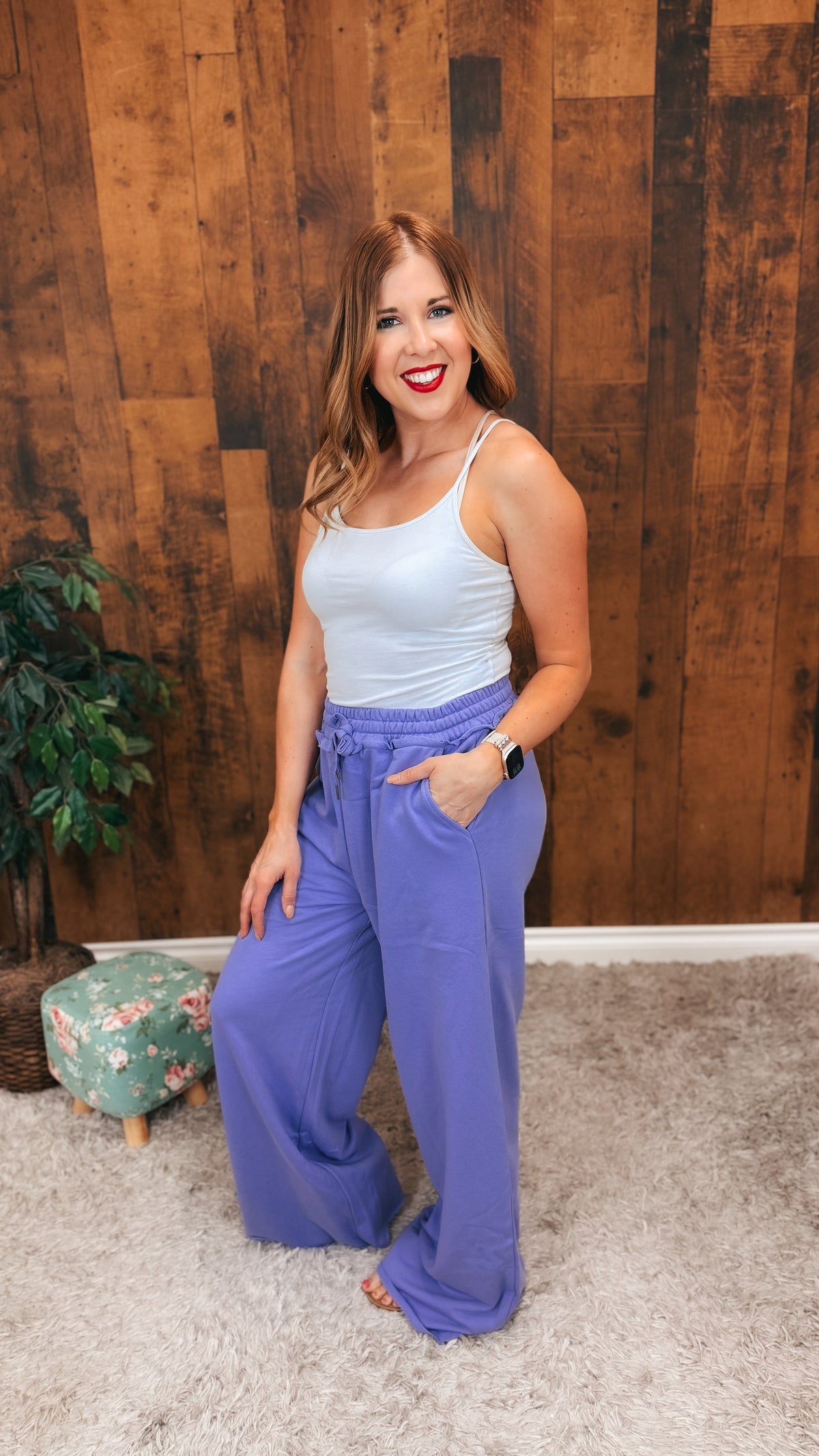 Audrey Wide Leg Jogging Pants | Lilac