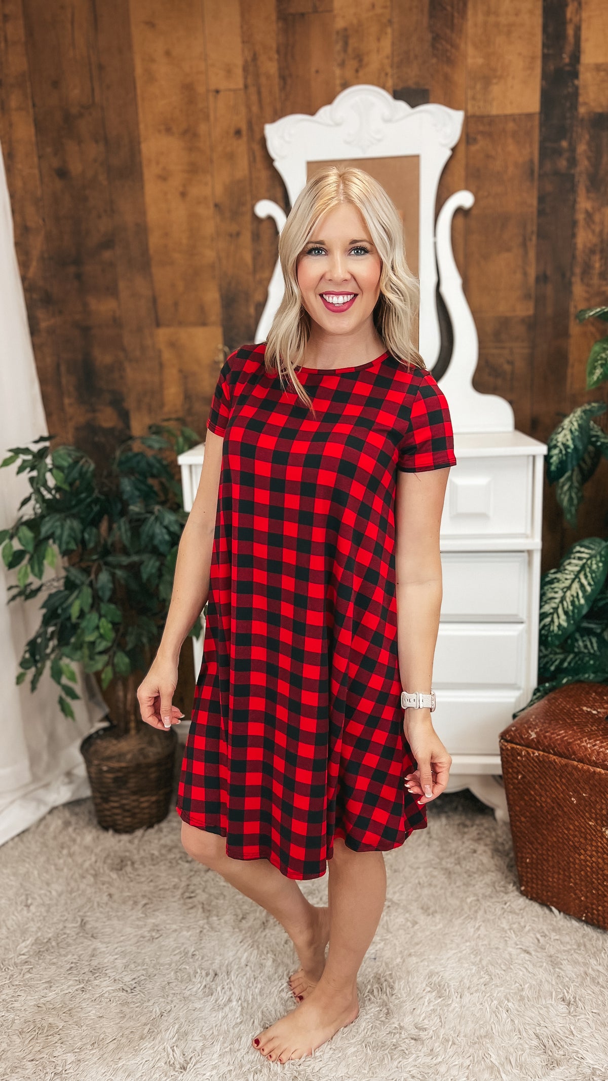 Linda Buffalo Plaid Dress | Red