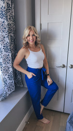 Kristen Paper Bag Pants: Cobalt Blue