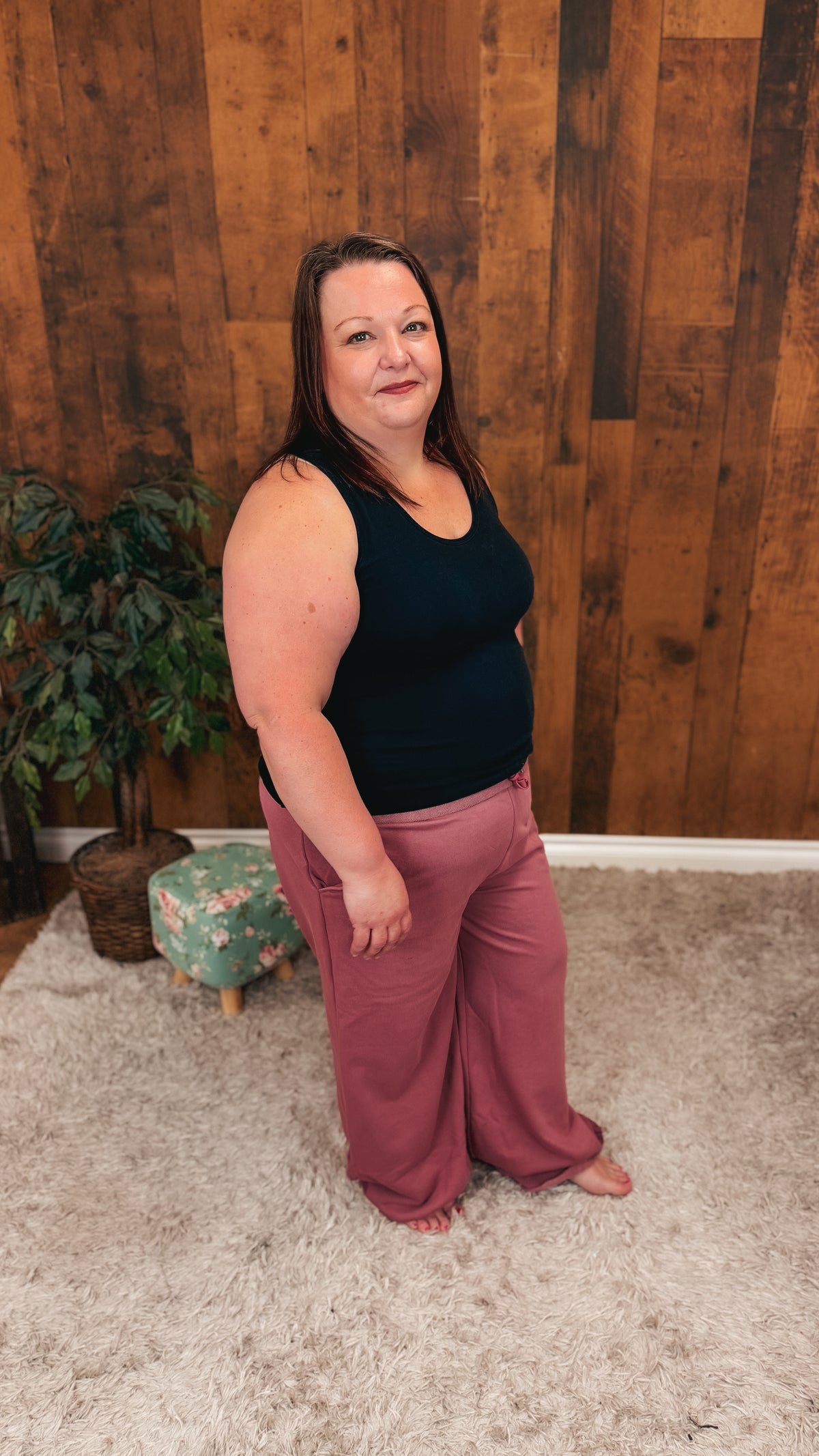 Audrey Wide Leg Jogging Pants | Rose