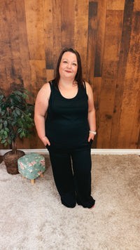 Rebecca Wide Leg Romper | Black