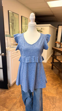 # 24 - Blue Babydoll Tee | M | SAMPLE SALE