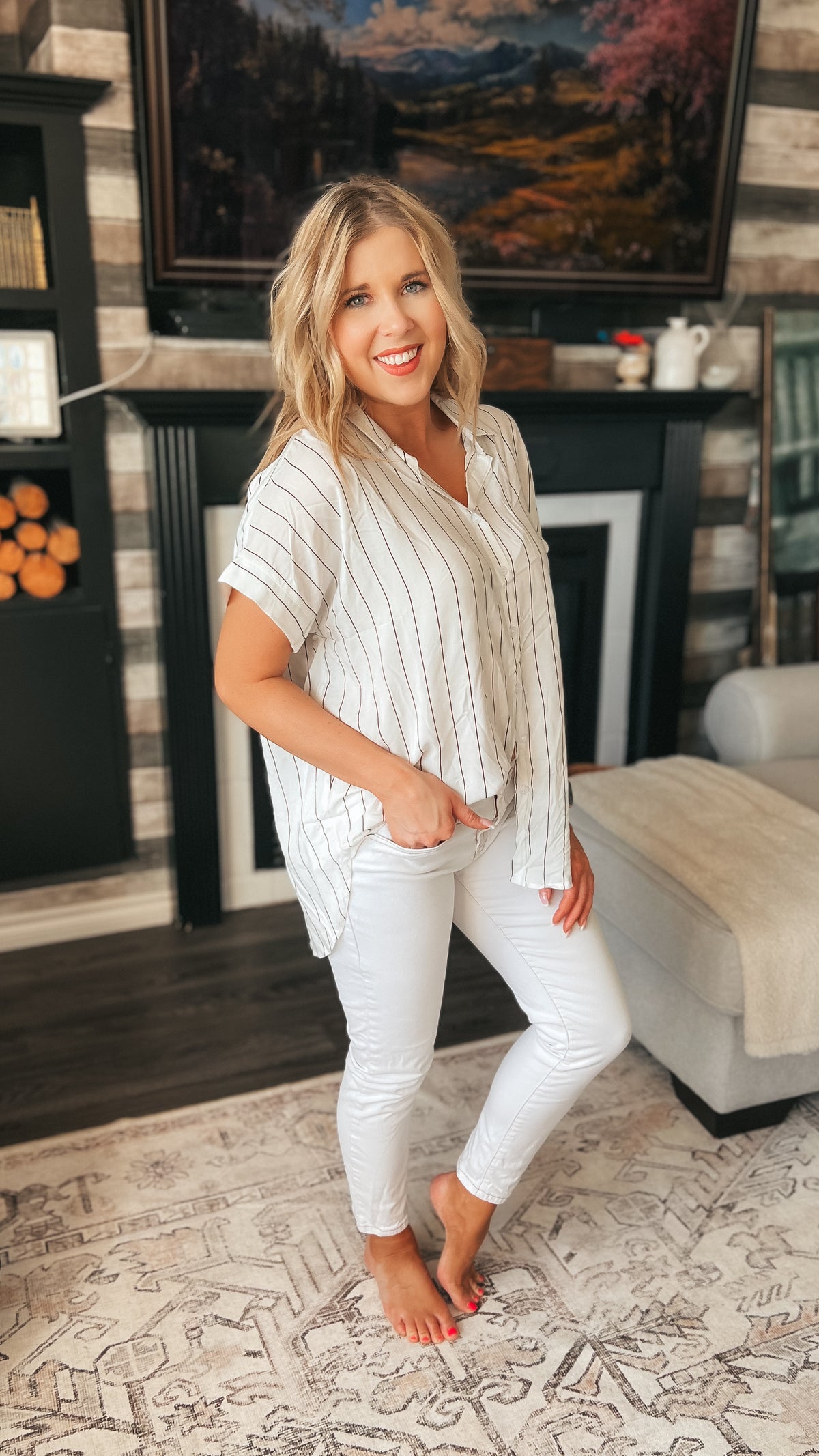 Lynn Stripe Blouse | White