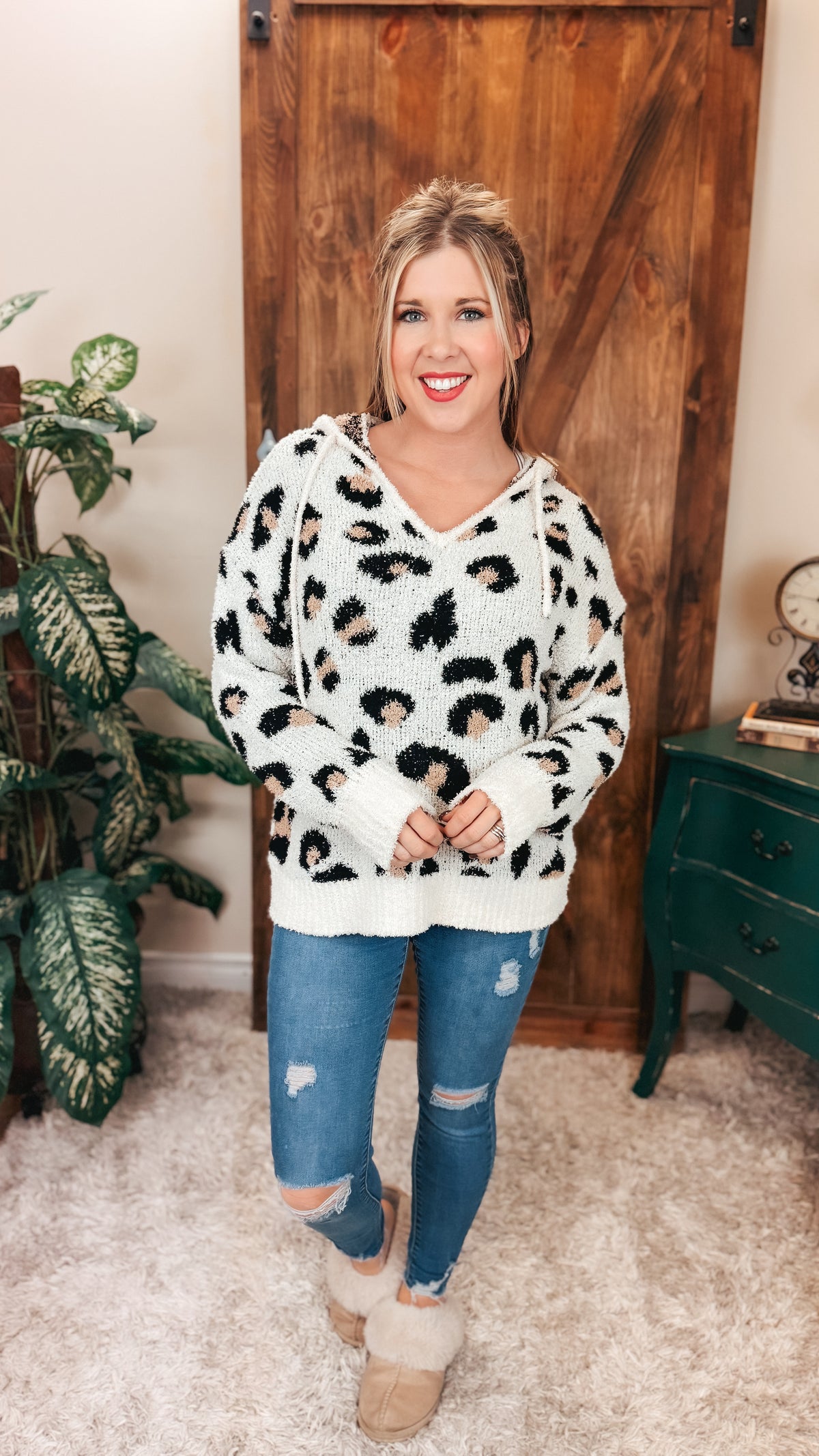Karen Leopard Print Hoodie | Cream